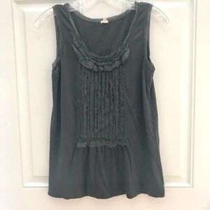 J. CREW Ruffled Charcoal TANK TOP *Silk Trim*